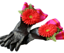 Diskhandskar-Svart med blomma